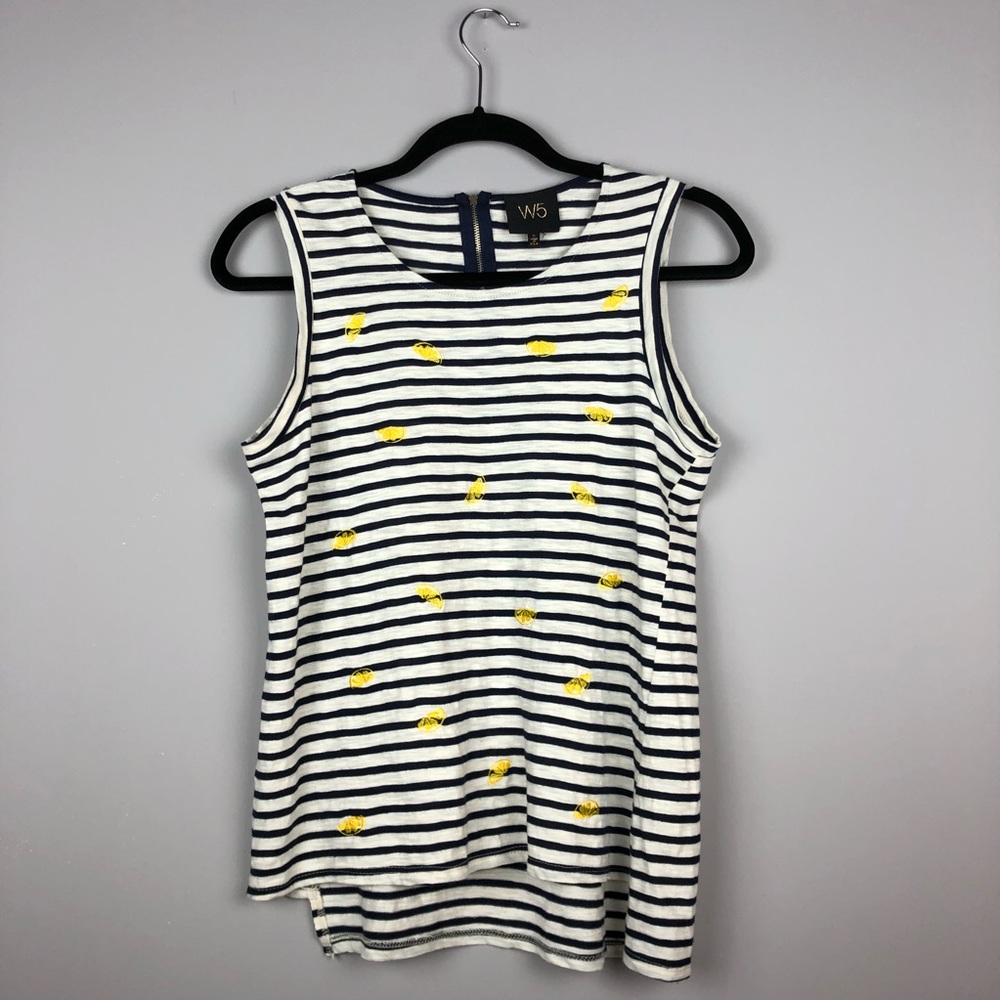3/$20-Anthropologie W5 Lemon Print Striped Tank, S